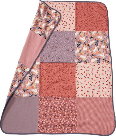 Decke mit Patchwork-Muster, rosa & blau, ca. 100x75cm ALANA