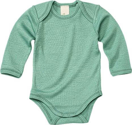 Body Langarm aus Bio-Wolle und Seide, grün, Gr. 62/68 ALANA