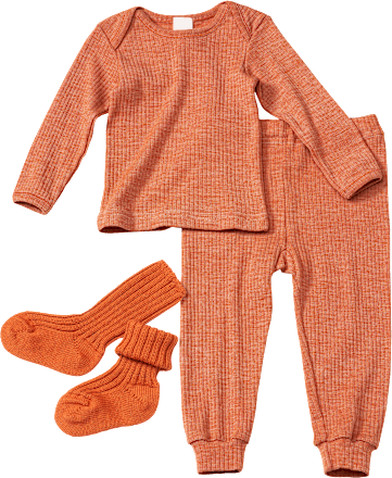 Unterhemd Langarm aus Bio-Baumwolle, Bio-Wolle und Seide, orange, Gr. 86 ALANA
