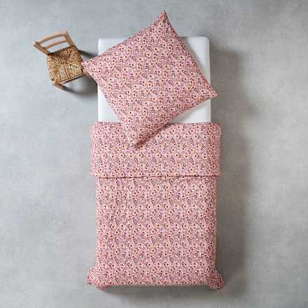 Bettwäsche Set 2-teilig mit Blumen-Muster, rosa, ca. 140 x 200 + 80 x 80 cm ALANA