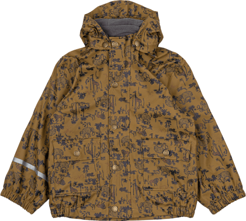 Regenjacke mit Safari-Muster + Fleece-Futter, braun, Gr. 110/116 Mikk-Line