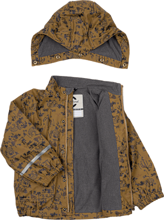 Regenjacke mit Safari-Muster + Fleece-Futter, braun, Gr. 110/116 Mikk-Line
