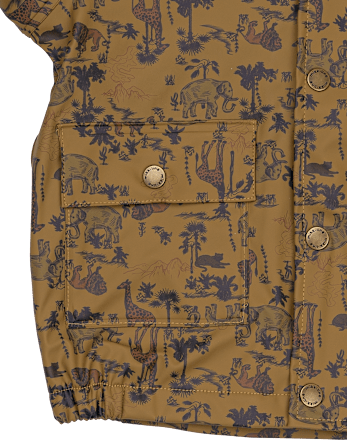 Regenjacke mit Safari-Muster + Fleece-Futter, braun, Gr. 110/116 Mikk-Line