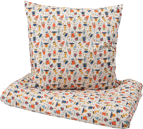 Bettwäsche Set 2-teilig mit Roboter-Muster, bunt, ca. 140x200 + 80x80 cm ALANA