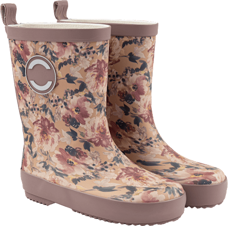 Gummistiefel mit Blumen-Muster, braun & rosa, Gr. 28/29 Mikk-Line