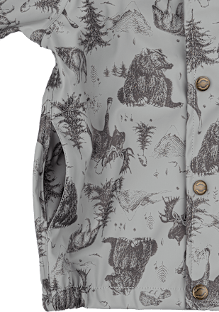 Regenjacke mit Waldtier-Muster, grau, Gr. 86/92 Mikk-Line