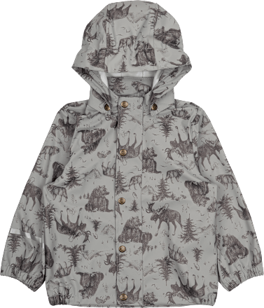 Regenjacke mit Waldtier-Muster, grau, Gr. 86/92 Mikk-Line