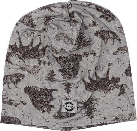 Mütze mit Waldtier-Muster, grau, Gr. 110/116 Mikk-Line