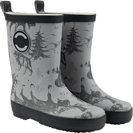 Gummistiefel mit Waldtier-Muster, grau, Gr. 26/27 Mikk-Line