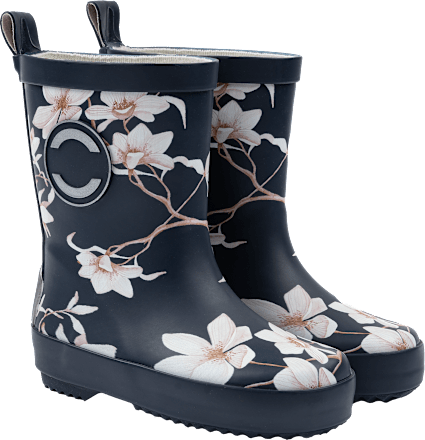Gummistiefel mit Blumen-Muster, blau, Gr. 28/29 Mikk-Line