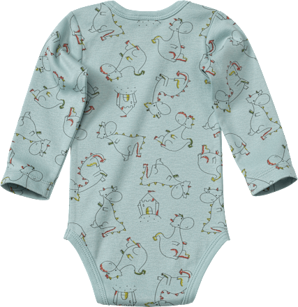 Langarmbody mit Drachen-Muster, blau, Gr. 74/80 ALANA
