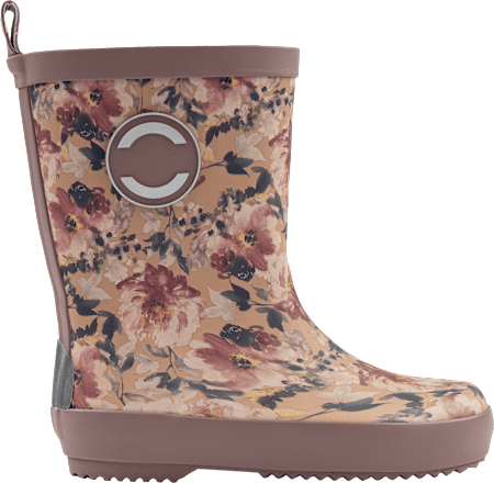 Gummistiefel mit Blumen-Muster, braun & rosa, Gr. 26/27 Mikk-Line