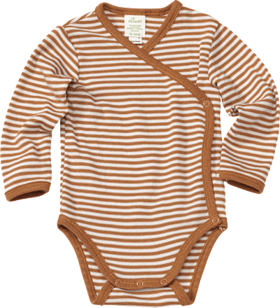 Wickelbody aus Bio-Wolle und Seide, braun & weiß, Gr. 74/80 ALANA