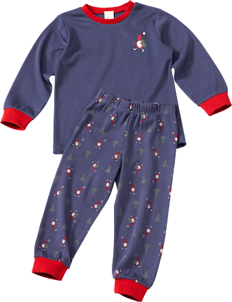 Schlafanzug mit Wichtel-Muster, blau & rot, Gr. 98 ALANA