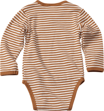 Wickelbody aus Bio-Wolle und Seide, braun & weiß, Gr. 74/80 ALANA