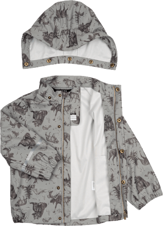Regenjacke mit Waldtier-Muster, grau, Gr. 122/128 Mikk-Line