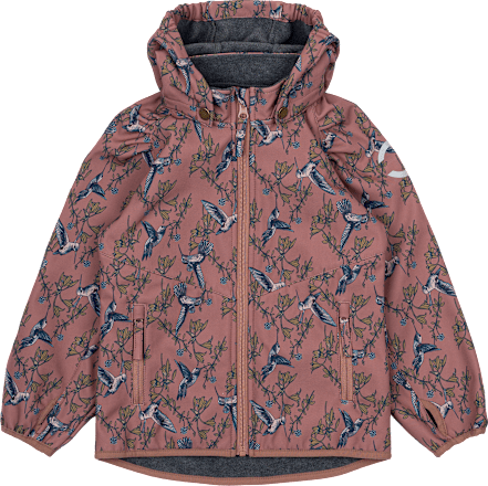 Softshelljacke mit Vogel-Muster, rosa, Gr. 122/128 Mikk-Line