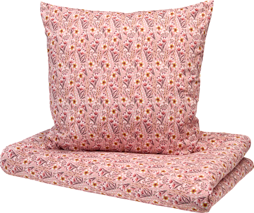 Bettwäsche Set 2-teilig mit Blumen-Muster, rosa, ca. 140 x 200 + 80 x 80 cm ALANA