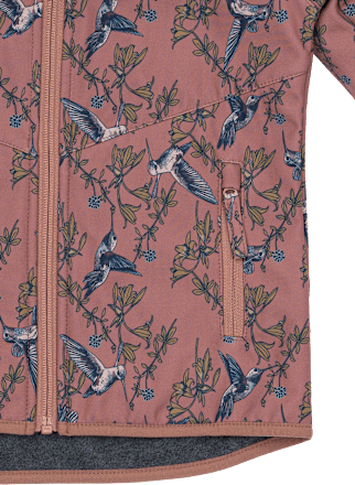 Softshelljacke mit Vogel-Muster, rosa, Gr. 122/128 Mikk-Line