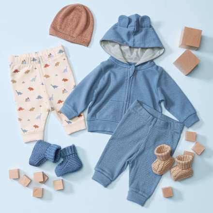 Leggings mit Ripp-Struktur + Dino-Muster, blau, Gr. 68 ALANA