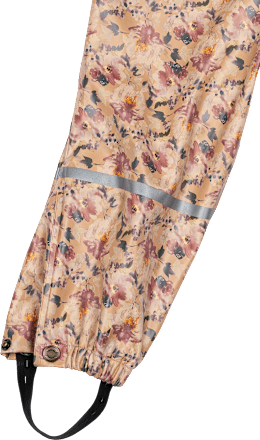 Regenhose mit Blumen-Muster, braun & rosa, Gr. 122/128 Mikk-Line