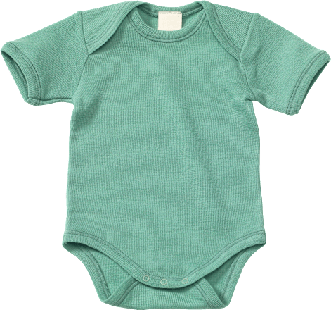 Body Kurzarm aus Bio-Wolle und Seide, grün, Gr. 86/92 ALANA