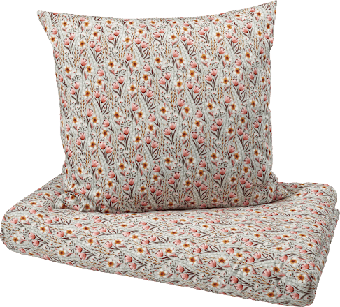 Bettwäsche-Set 2-teilig mit Blumen-Muster, rosa & grün, ca. 140x200 + 80x80 cm ALANA