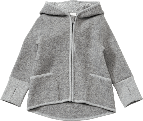 Walkjacke aus Bio-Wolle, grau, Gr. 122/128 ALANA