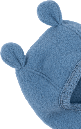 Schlupfmütze mit Merinowolle & Ohren, blau, Gr. 74/80 Mikk-Line