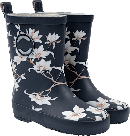 Gummistiefel mit Blumen-Muster, blau, Gr. 24/25 Mikk-Line