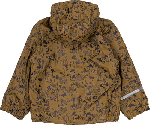 Regenjacke mit Safari-Muster + Fleece-Futter, braun, Gr. 110/116 Mikk-Line