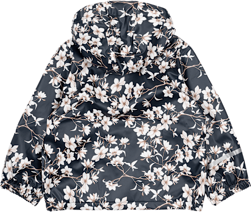 Regenjacke mit Blumen-Muster + Fleece-Futter, blau, Gr. 98/104 Mikk-Line