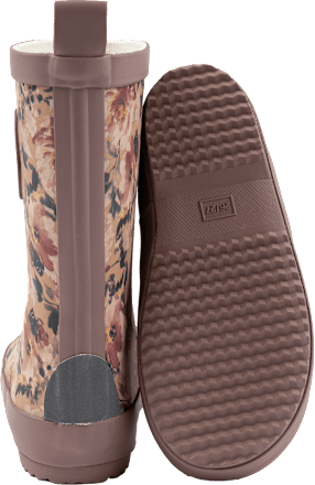Gummistiefel mit Blumen-Muster, braun & rosa, Gr. 28/29 Mikk-Line