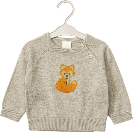 Pullover aus Strick mit Fuchs-Stickerei, beige, Gr. 62 ALANA