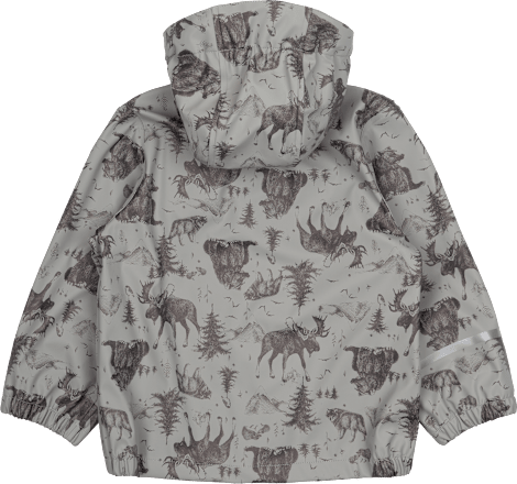Regenjacke mit Waldtier-Muster, grau, Gr. 86/92 Mikk-Line