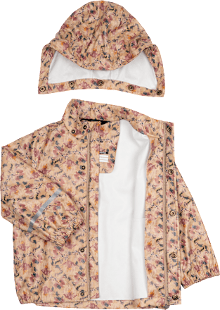 Regenjacke mit Blumen-Muster, braun & rosa, Gr. 86/92 Mikk-Line