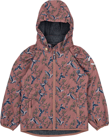 Softshelljacke mit Vogel-Muster, rosa, Gr. 122/128 Mikk-Line