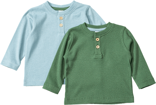 Langarmshirts mit Knopfleiste, blau + grün, Gr. 104 ALANA