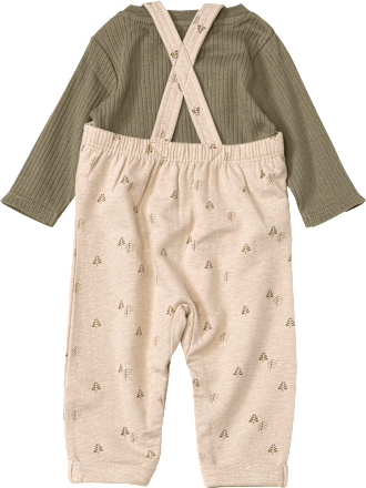 Set mit Langarmshirt & Latzhose, beige + grün, Gr. 62 ALANA