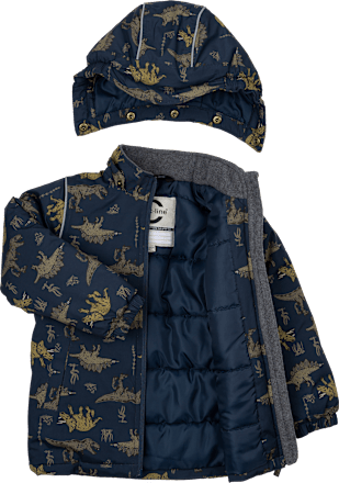 Winterjacke mit Dino-Muster, blau, Gr. 98/104 Mikk-Line
