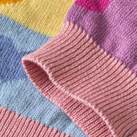 Strickjacke mit Herz-Muster, blau & rosa & gelb, Gr. 110 ALANA