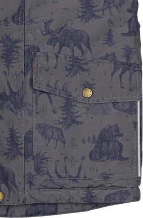 Schneejacke mit Fleece-Futter & Wald-Muster, grau, Gr. 122/128 Mikk-Line