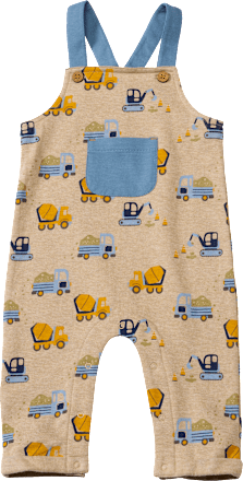 Latzhose mit Bagger-Muster, beige & blau, Gr. 80 ALANA