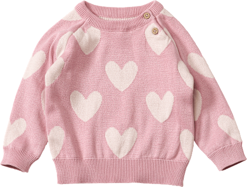 Pullover aus Strick mit Herz-Muster, rosa, Gr. 86 ALANA