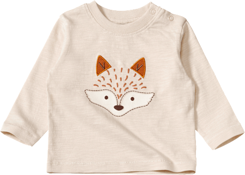 Langarmshirt mit Fuchs-Applikation, beige, Gr. 74 ALANA