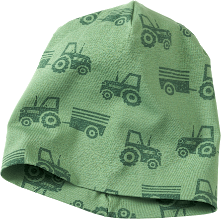 Mütze mit Traktor-Muster, grün, Gr. 52/53 ALANA
