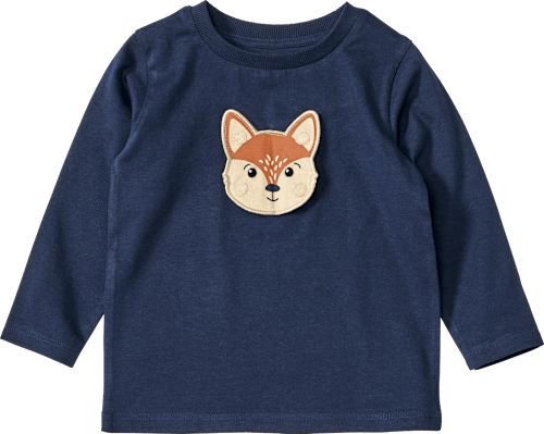 Langarmshirt mit Hund & Fuchs Klett-Patches zum Wechseln, blau, Gr. 92 ALANA