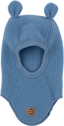 Schlupfmütze mit Merinowolle & Ohren, blau, Gr. 74/80 Mikk-Line