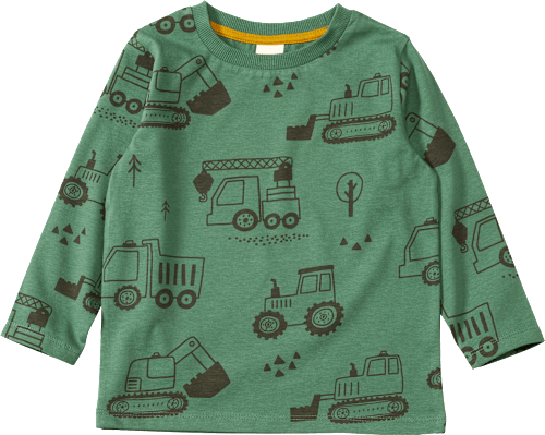 Langarmshirt mit Baustellenfahrzeug-Muster, grün, Gr. 104 ALANA