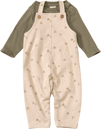 Set mit Langarmshirt & Latzhose, beige + grün, Gr. 62 ALANA